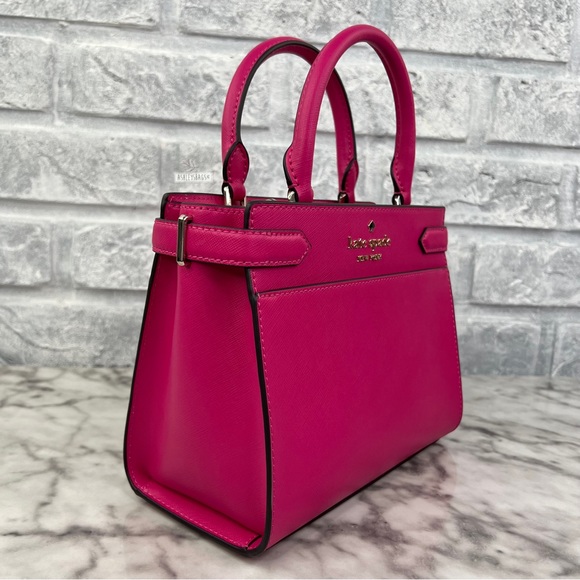 Kate Spade Staci Small Satchel Crossbody In Deep Hibis Pink - Picture 2 of 9